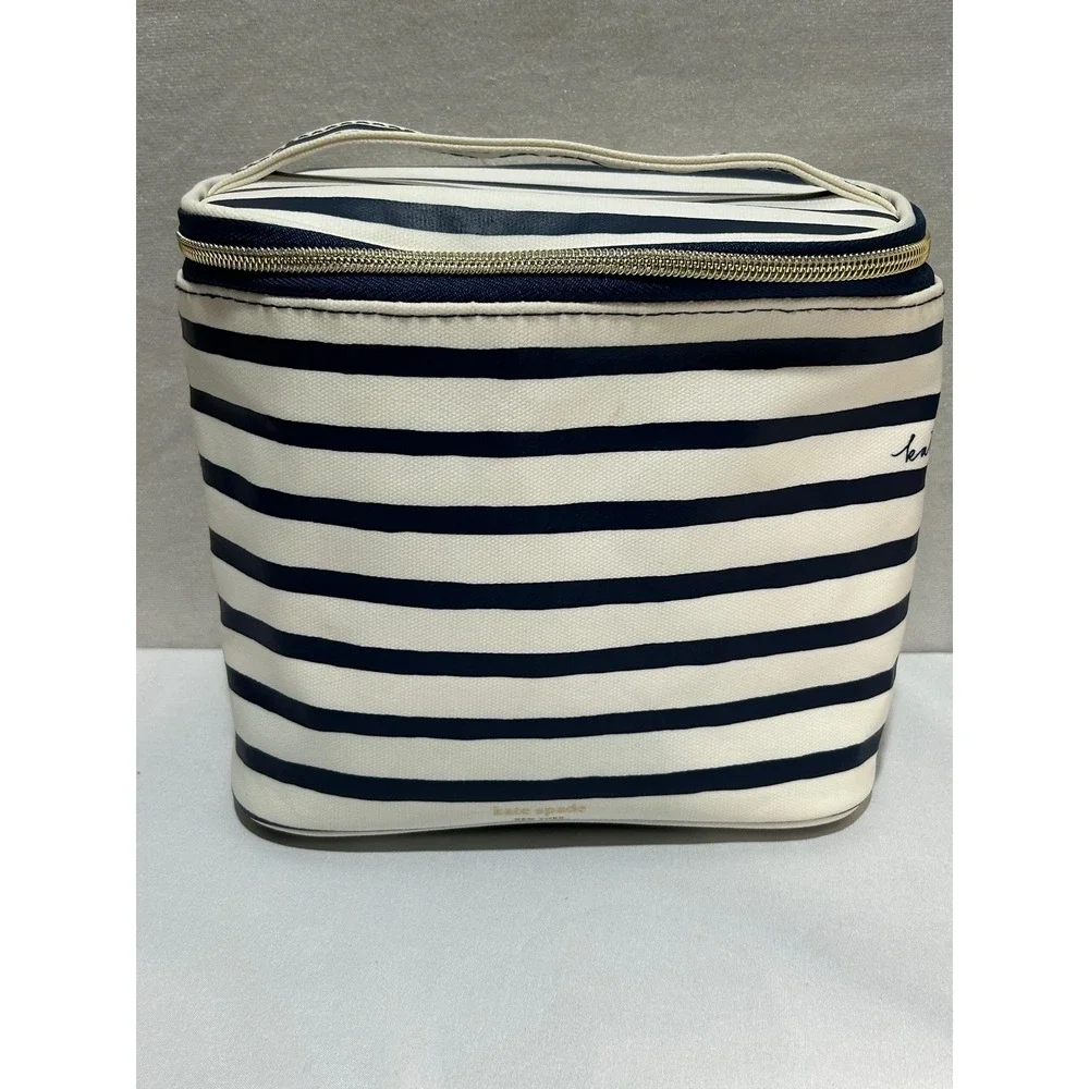 Kate Spade NY Insulated Lunch Box Tote Navy Beige‎ Striped Thermal Bag Teacherl